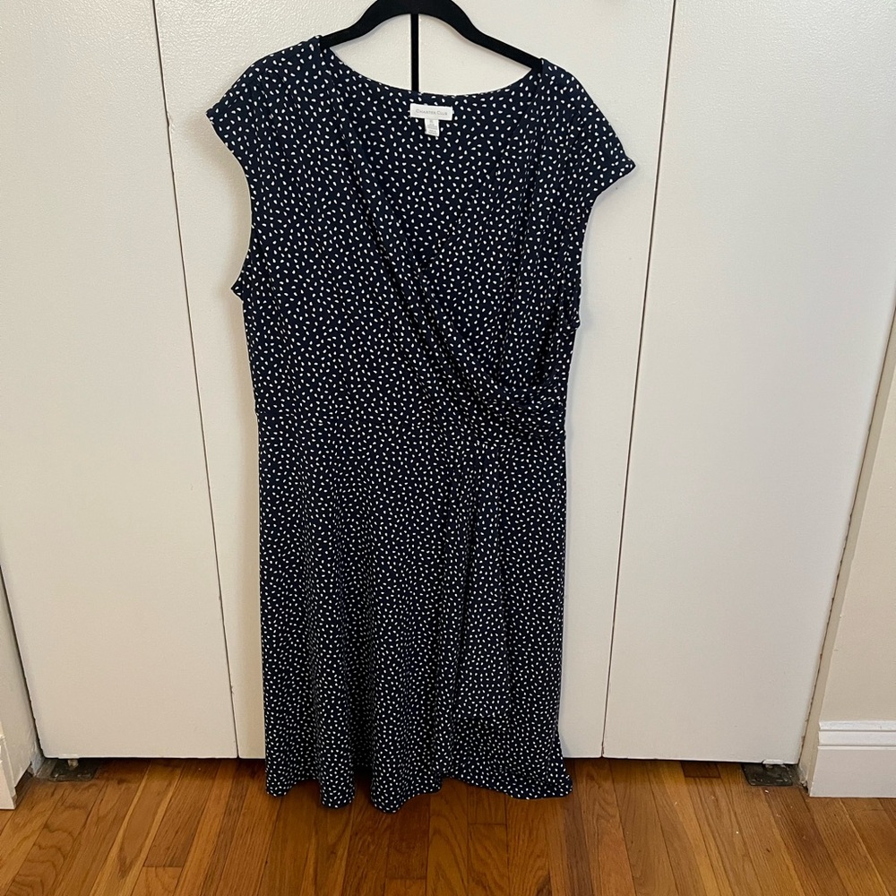 Charter Club Navy and White Polka Dot Midi Dress